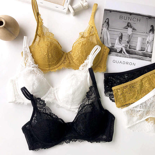 Lace Net Wired Bra & Panty Set