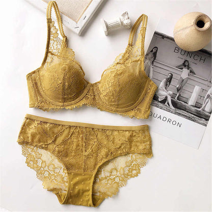 Lace Net Wired Bra & Panty Set