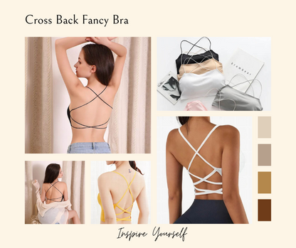 Cross Back Fancy Lace Net Padded Bra (ART-722)