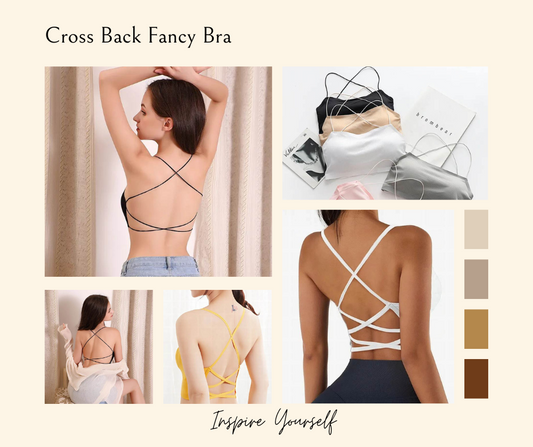Cross Back Fancy Lace Net Padded Bra (ART-722)