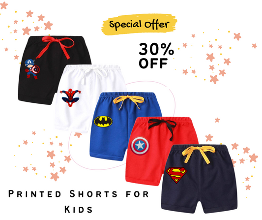 Buy 4 Get 1 Free Kids Super Hero Shorts (Deal-2)