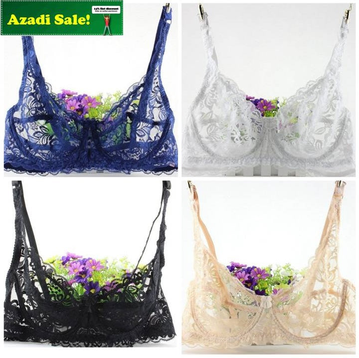 Full Net Floral Transparent Bra