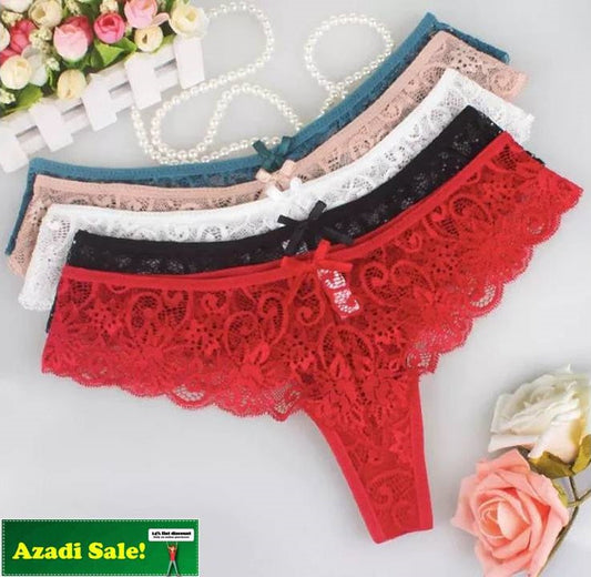 PACK OF 4 FLORAL NET TRANSPARENT T-PANTIES