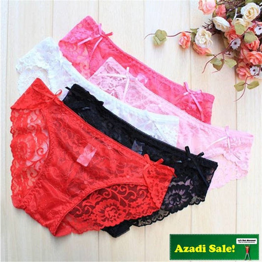 PACK OF 3 FLORAL LACE TRANSPARENT PANTIES